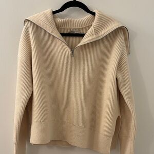 All Saints Cream Ribbed Sweater
